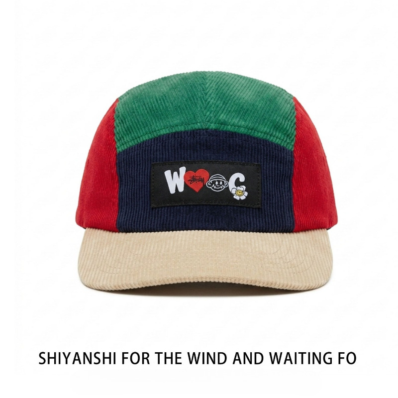 Corduroy Cap 5 Panel - Unisex Color Block Corduroy Baseball Caps