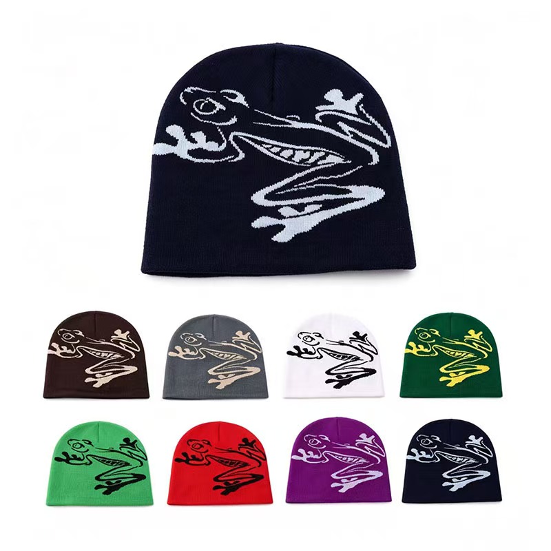 New Tree Frog Print Beanie Men - огляд і ціна Beanie Cuffed Knit
